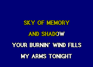 SKY 0F MEMORY

AND SHADOW
YOUR BURNIN' WIND FILLS
MY ARMS TONIGHT