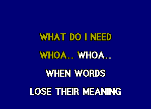 WHAT DO I NEED

WHOA.. WHOA..
WHEN WORDS
LOSE THEIR MEANING