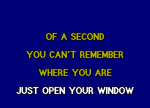 OF A SECOND

YOU CAN'T REMEMBER
WHERE YOU ARE
JUST OPEN YOUR WINDOW