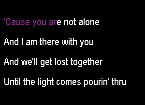 'Cause you are not alone

And I am there with you
And we'll get lost together

Until the light comes pourin' thru