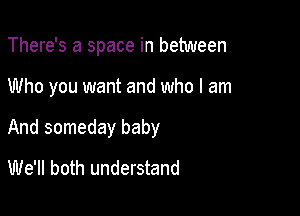 There's a space in between

Who you want and who I am

And someday baby
We'll both understand