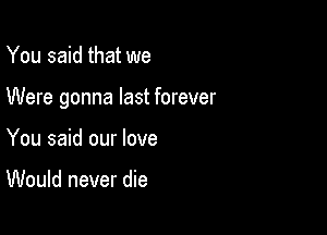 You said that we

Were gonna last forever

You said our love

Would never die