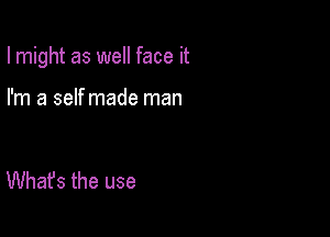 I might as well face it

I'm a self made man

What's the use