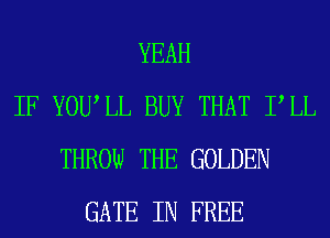 YEAH
IF YOUIL BUY THAT PLL
THROW THE GOLDEN
GATE IN FREE