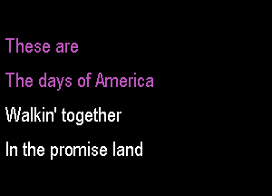 These are
The days of America

Walkin' together

In the promise land