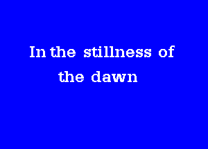 In the stillness of

the dawn