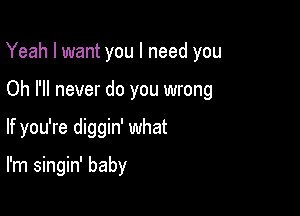 Yeah I want you I need you

Oh I'll never do you wrong
If you're diggin' what

I'm singin' baby