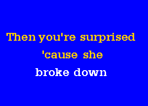 Then you're surprised

'cause she
broke down