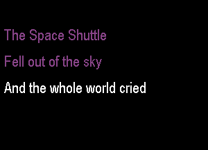 The Space Shuttle
Fell out of the sky

And the whole world cried