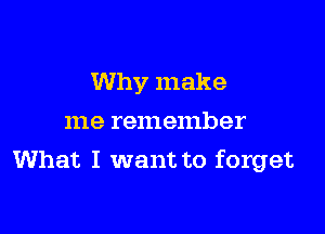 Why make
me remember

What I want to forget