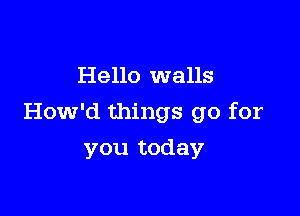 Hello walls

How'd things go for

you today