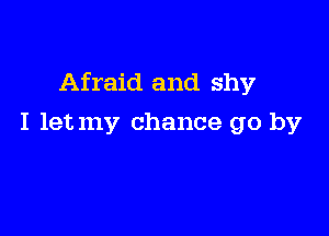 Afraid and shy

I letmy chance go by