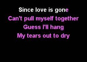 Since love is gone
Can't pull myself together
Guess I'll hang

My tears out to dry