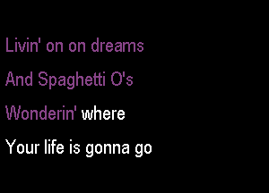 Livin' on on dreams
And Spaghetti 0's

Wonderin' where

Your life is gonna go