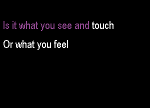 Is it what you see and touch

Or what you feel