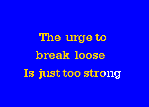 The urge to
break loose

Is just too strong