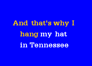 And that's Why I

hang my hat

in Tennessee