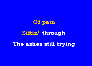 Oi pain

Siitin' through

The ashes still trying