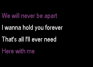 We will never be apart

I wanna hold you forever
Thafs all I'll ever need

Here with me