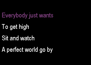 Everybody just wants
To get high
Sit and watch

A perfect world go by