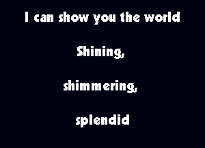 I can show you the world

Shining,

shimmering,

splendid