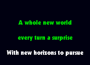 A whole new world

every turn a sutprise

With new horizons to pursue