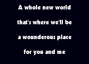 A whole new world

tha1's where we'll be

a wounderous place

for you and me