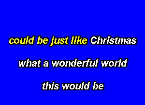 could be just like Christmas

what a wonderful worid

this would be