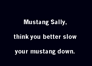 Mustang Sally,

think you better slow

you r musta ng down.