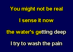 You might not be real
I sense it now

the water's getting deep

I try to wash the pain