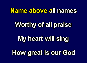 Name above all names

Worthy of all praise

My heart will sing

How great is our God