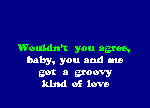 Wouldn't you agree,

baby, you and me

got a groovy
kind of love