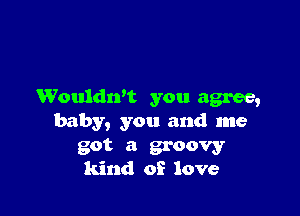 Wouldn't you agree,

baby, you and me

got a groovy
kind of love