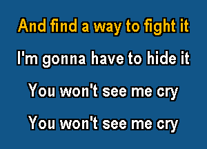 And find a way to fight it
I'm gonna have to hide it

You won't see me cry

You won't see me cry