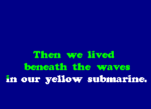 Then we lived
beneath the waves
in our yellow submarine.