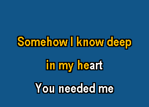 Somehowl know deep

in my heart

You needed me