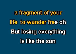 a fragment of your

life to wander free oh

But losing everything

is like the sun