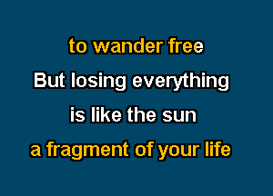 to wander free
But losing everything

is like the sun

a fragment of your life
