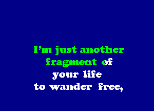 Pm just another

fragment of
your life
to wander free,