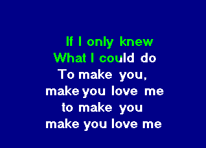 If I only knew
What I could do

To make you,
make you love me
to make you
make you love me