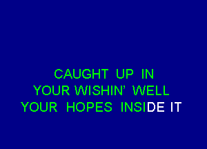 CAUGHT UP IN

YOUR WISHIN WELL
YOUR HOPES INSIDE IT