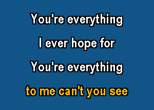 You're everything

I ever hope for

You're everything

to me can't you see