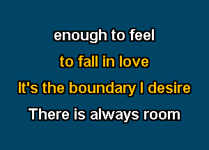 enough to feel

to fall in love

It's the boundary I desire

There is always room