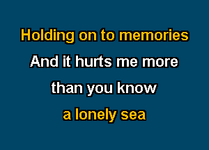 Holding on to memories

And it hurts me more

than you know

a lonely sea