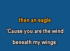 than an eagle

'Cause you are the wind

beneath my wings.