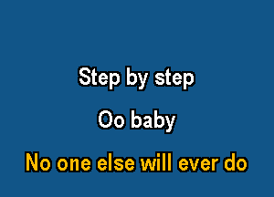 Step by step

00 baby

No one else will ever do