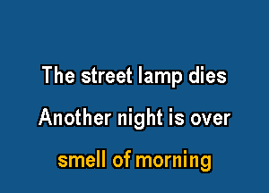 The street lamp dies

Another night is ov

smell of morning