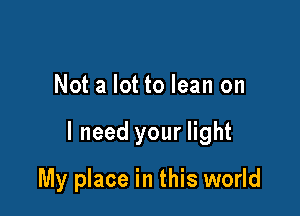 Not a lot to lean on

I need your light

My place in this world