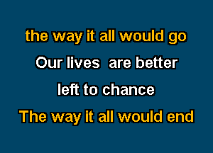 the way it all would go

Our lives are better
left to chance

The way it all would end