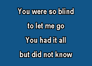 You were so blind

to let me go

You had it all
but did not know